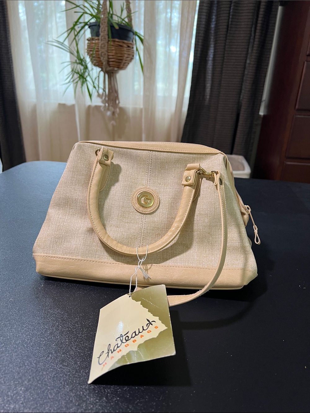 Chateau NWT Cream Satchel with Gold Hardware Wide Opening